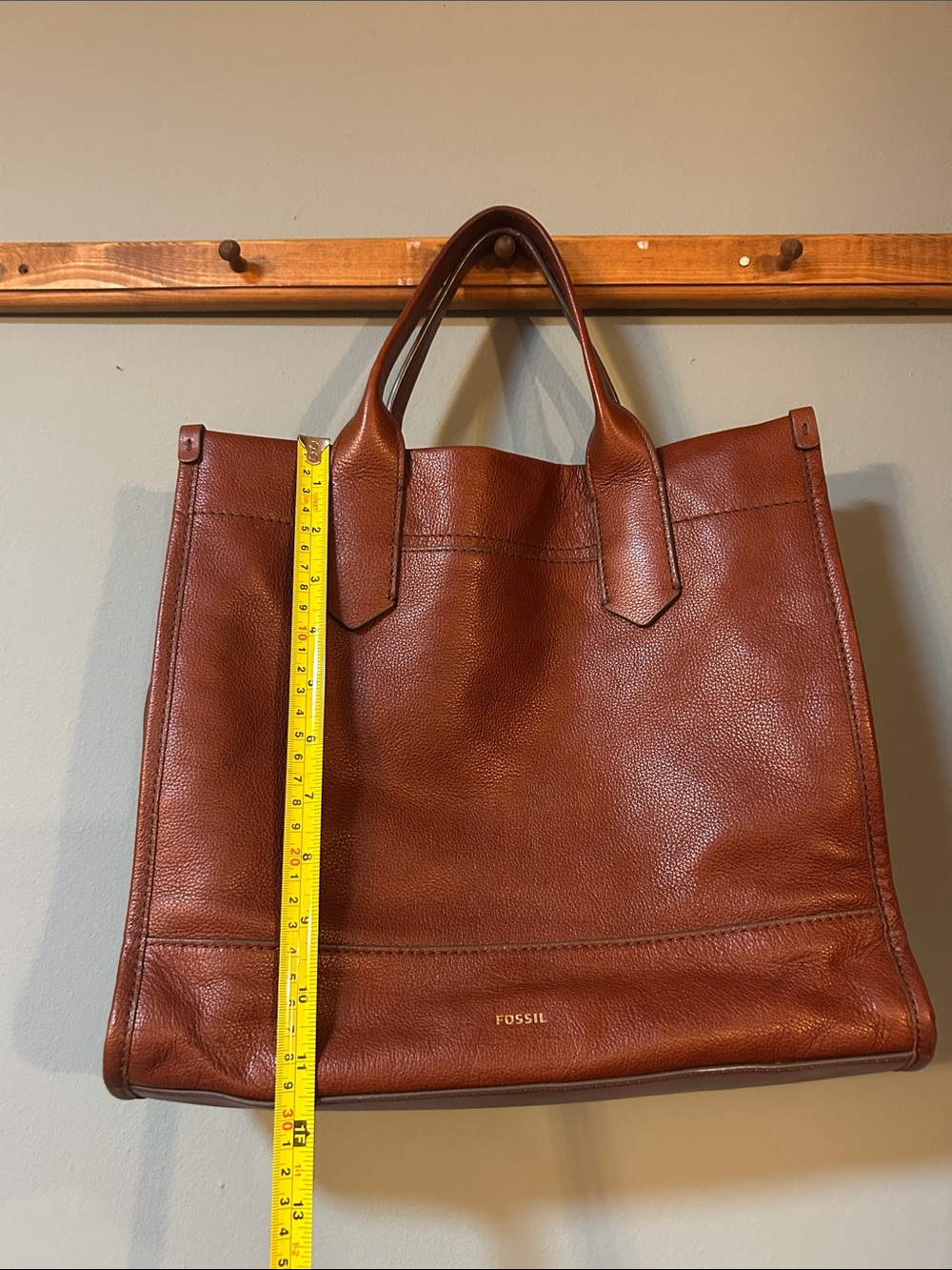 Fossil Cognac Leather Tote with Dual Handles - Picture 11 of 16
